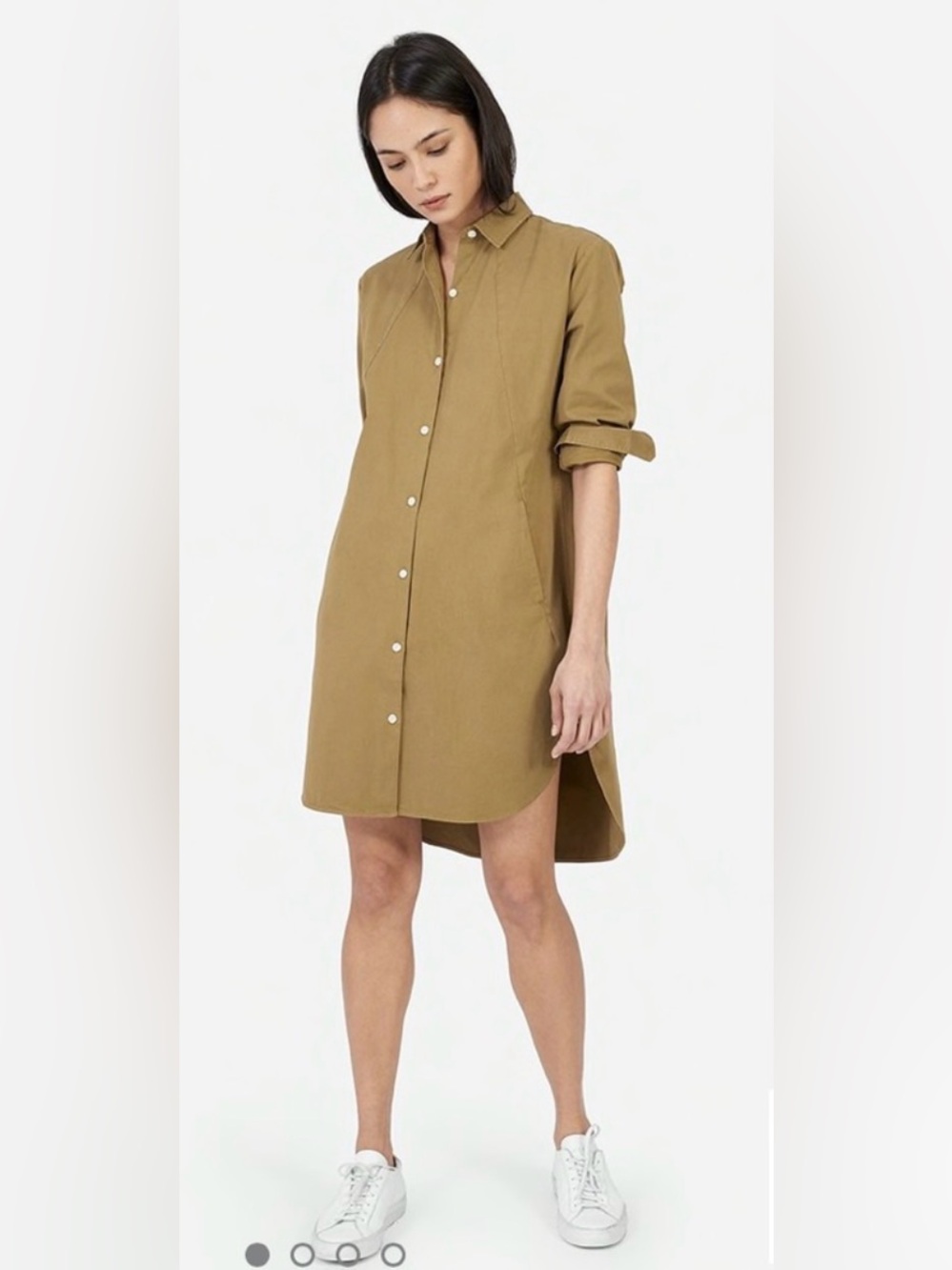 Everlane The‎ Twill Shirtdress - Ochre Casual Tan Shirt Dress